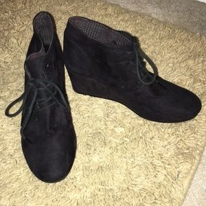 Black suade material brand Route 66 wedge boots